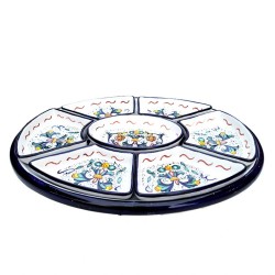 Antipastiera ovale 8 Pz ceramica maiolica Deruta ricco Deruta blu