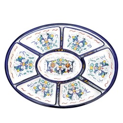 Antipastiera ovale 8 Pz ceramica maiolica Deruta ricco Deruta blu
