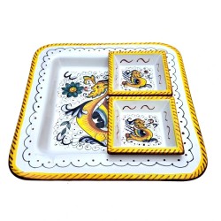 Antipastiera oriente 5 Pz ceramica maiolica Deruta raffaellesco
