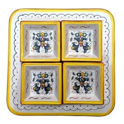 Oriental appetizer tray majolica ceramic Deruta 5 PCS rich Deruta yellow