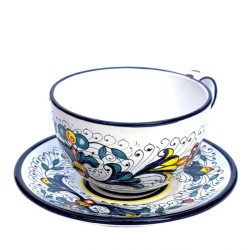 Breakfast cup with saucer majolica ceramic Deruta rich Deruta blue