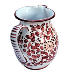 Pitcher majolica ceramic Deruta red arabesque