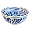 Tall salad bowl majolica ceramic Deruta blue arabesque