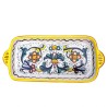 Rectangular tray 28x13 majolica ceramic Deruta rich Deruta yellow