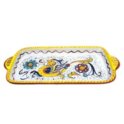 Rectangular tray 28x13 majolica ceramic Deruta raphaelesque