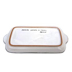 Rectangular tray 28x13 majolica ceramic Deruta rich Deruta yellow