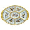 Antipastiera ovale 7 scomparti con manici ceramica maiolica Deruta raffaellesco