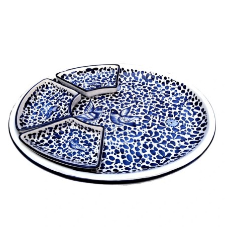 Antipastiera ovale 8 Pz ceramica maiolica Deruta arabesco blu