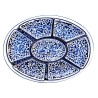 Oval appetizer tray majolica ceramic Deruta 8 PCS blue arabesque