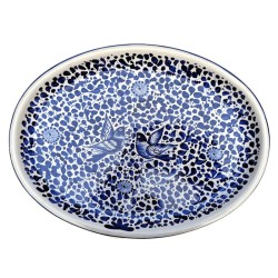 Oval appetizer tray majolica ceramic Deruta 8 PCS blue arabesque