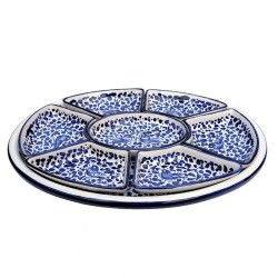 Oval appetizer tray majolica ceramic Deruta 8 PCS blue arabesque