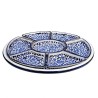 Oval appetizer tray majolica ceramic Deruta 8 PCS blue arabesque