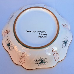 Salad bowl ribbed majolica ceramic Deruta raphaelesque