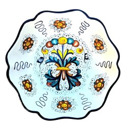 Salad bowl ribbed majolica ceramic Deruta rich Deruta blue