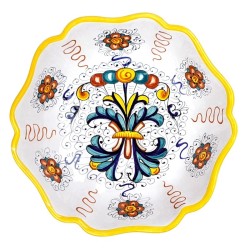 Salad bowl ribbed majolica ceramic Deruta rich Deruta yellow