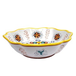 Salad bowl ribbed majolica ceramic Deruta rich Deruta yellow
