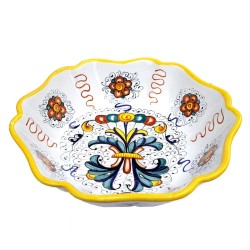 Salad bowl ribbed majolica ceramic Deruta rich Deruta yellow