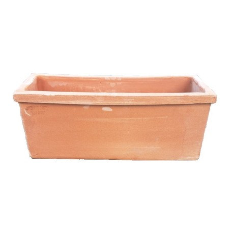 Cassetta rettangolare balcone liscia terracotta lavorata a mano