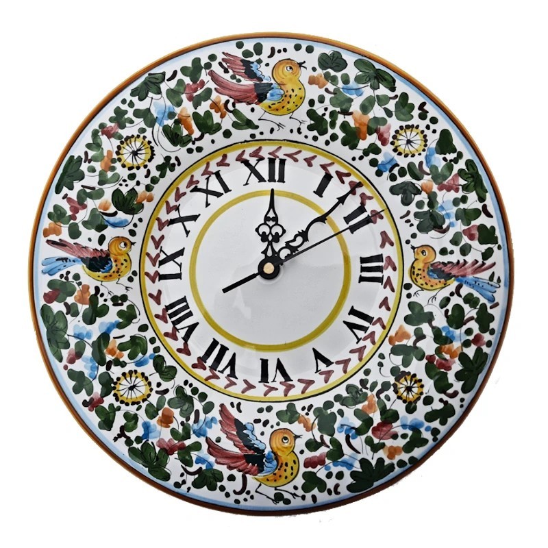 Wall clock majolica ceramic Deruta colored arabesque Wall clock majolica ceramic Deruta colored arabesque