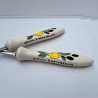 Pair of salad cutlery ceramic steel majolica Deruta lemons olives
