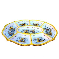 Antipastiera ovale 7 scomparti ceramica maiolica Deruta raffaellesco