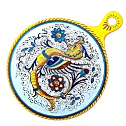 Round cutting board majolica ceramic Deruta raphaelesque