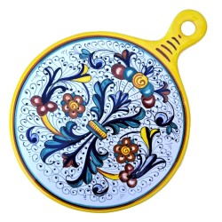 Tagliere rotondo ceramica maiolica Deruta ricco Deruta giallo
