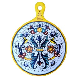 Tagliere rotondo ceramica maiolica Deruta ricco Deruta giallo