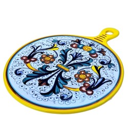 Tagliere rotondo ceramica maiolica Deruta ricco Deruta giallo