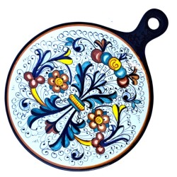 Round cutting board majolica ceramic Deruta rich Deruta blue
