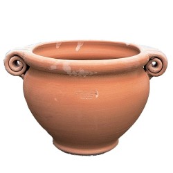 Fioriera tonda terracotta riccioli forati lavorata a mano 2 riccioli