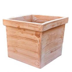 Smooth square cube terracotta vase handmade