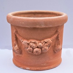 Vaso cilindrico cm27/31 terracotta festone lavorato a mano